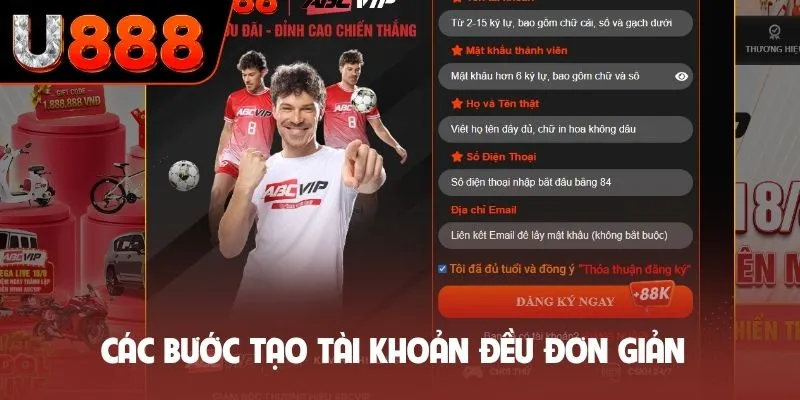 Các bước tạo tài khoản đều đơn giản
