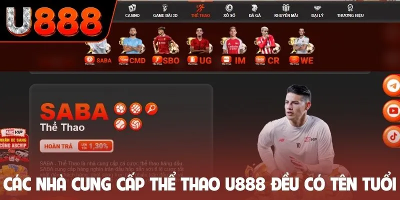 Các nhà cung cấp thể thao U888 đều có tên tuổi