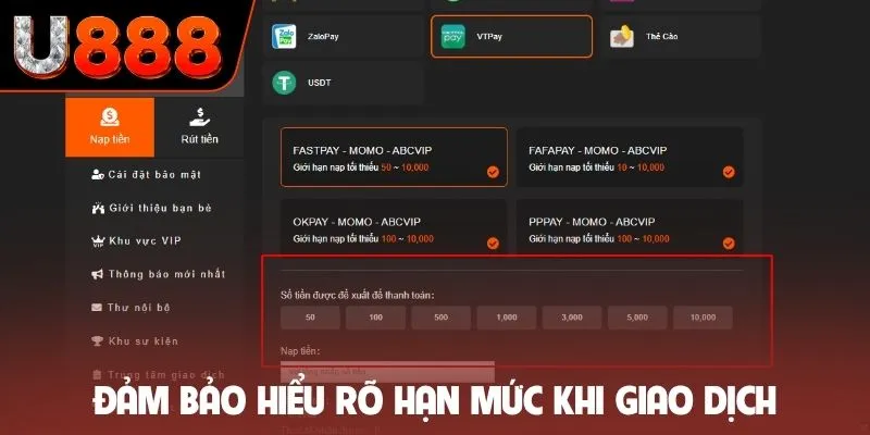Đảm bảo hiểu rõ hạn mức khi giao dịch