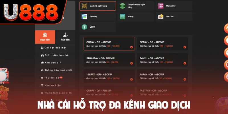 Nhà cái hỗ trợ đa kênh giao dịch