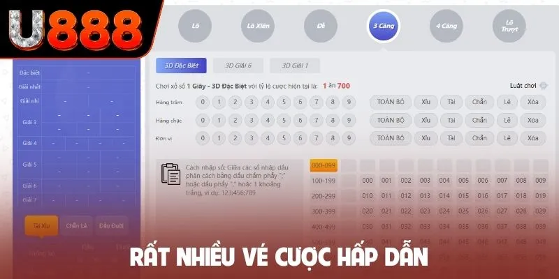 Rất nhiều vé cược hấp dẫn